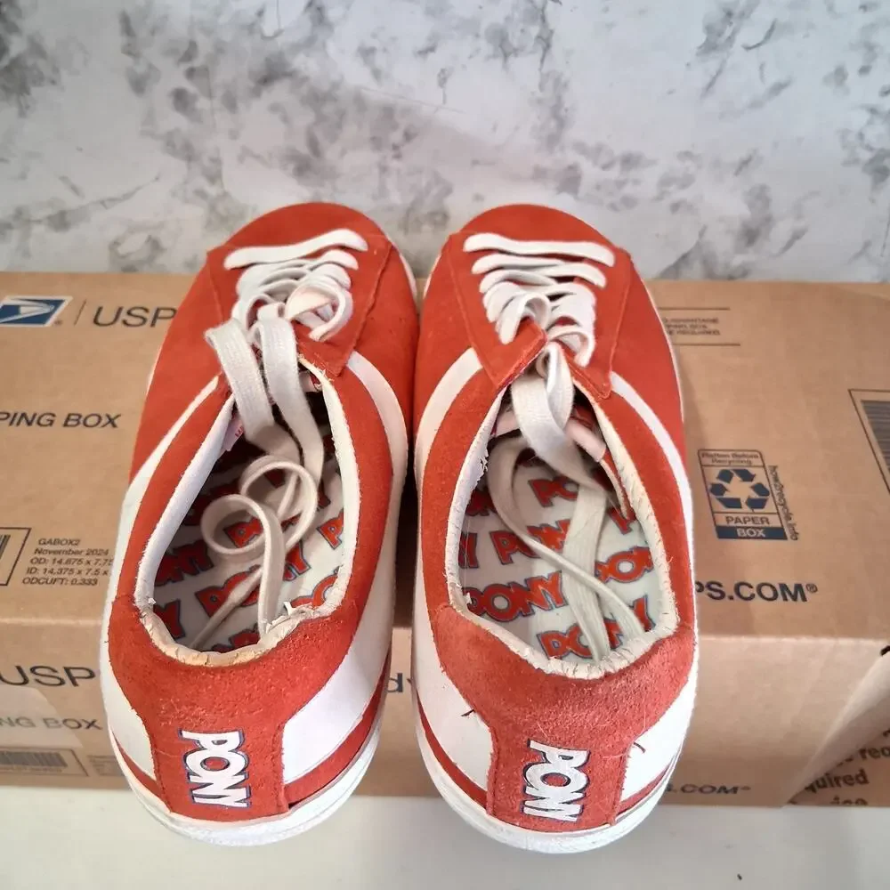 Pony Topstar Suede Ox Red Sneakers White Chevron Classic Low Top Sz 9.5 Women’s